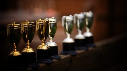 Trophies in a line