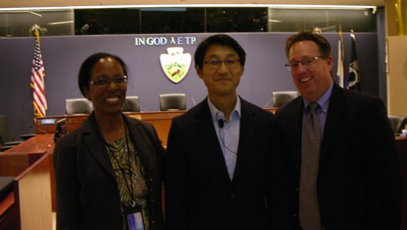 Prof Jerry Kang with Phyllis Morris and Christopher Gardner