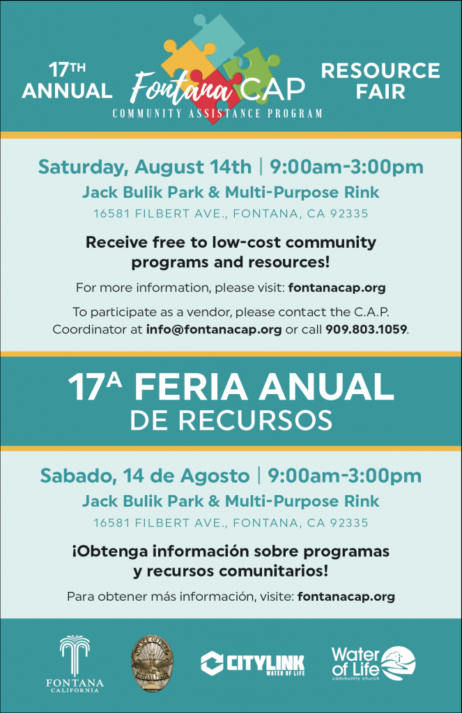 Flyer for 17th Annual Fontana CAP Resource Fair