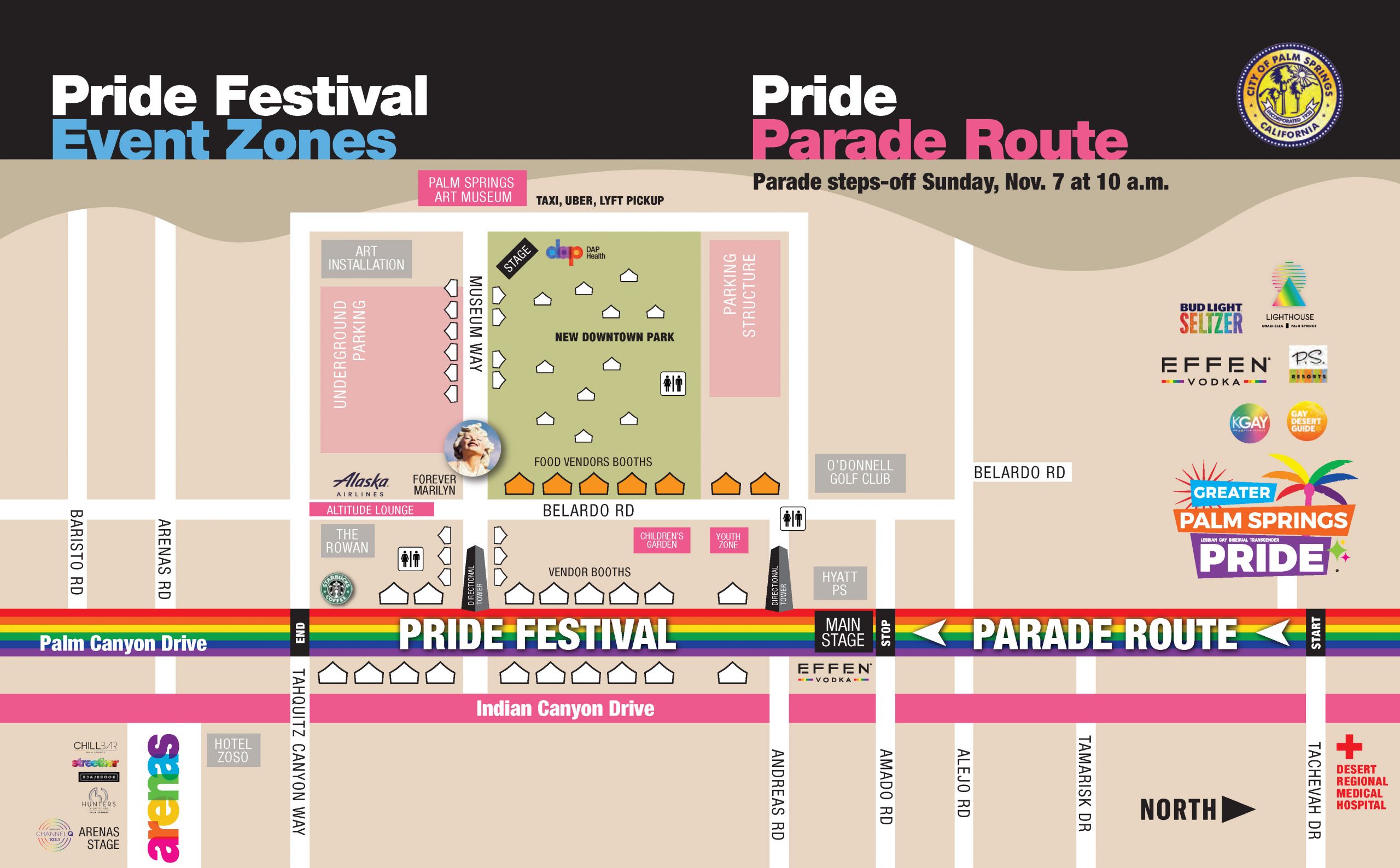 Map of Palm Springs Pride 2021