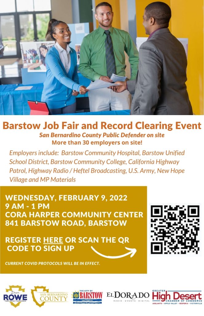 Flyer for Barstow Job Fair, February 9, 2022